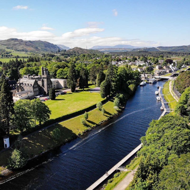 Aerial view of the village of Fort Augustus