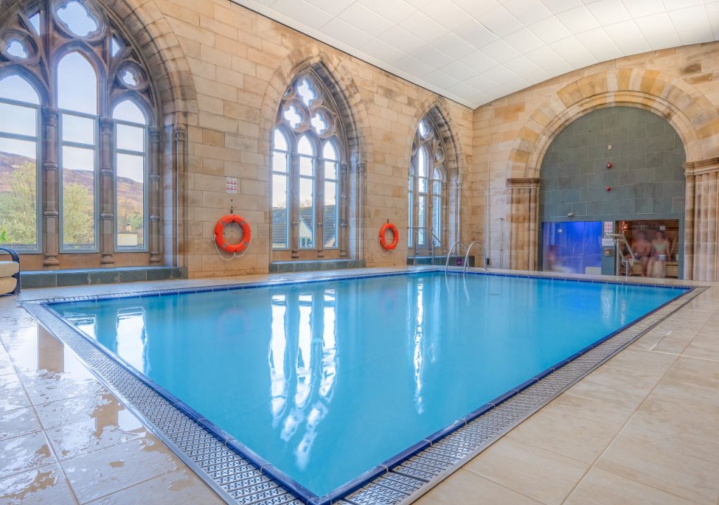 The swimming pool at the Highland Club in Fort Augustus