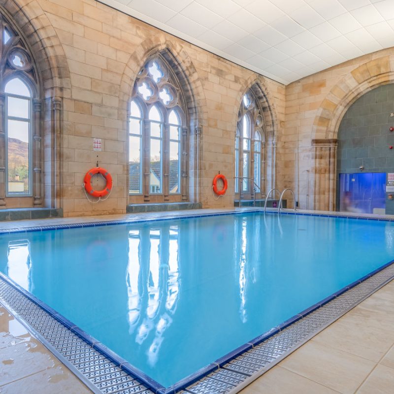 The swimming pool at the Highland Club in Fort Augustus