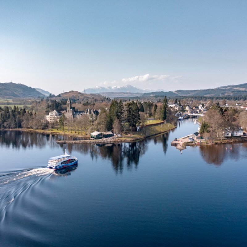 A Nessie tour boat returning to Fort Augustus