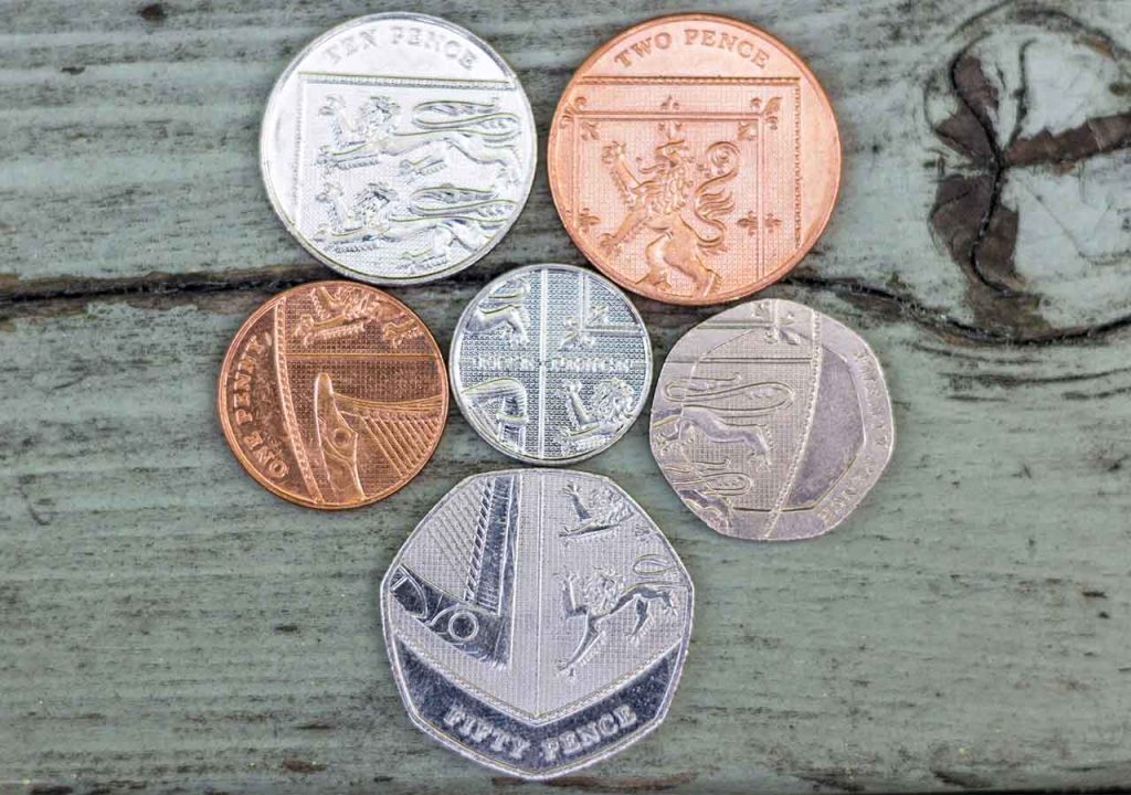 Coins making a shield in the UK.