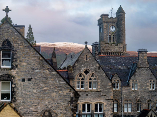 Abbey Church 24 Upper North Aisle Exterior The stunning historical exterior Fort Augustus Abbey and the accommodation of Abbey Church 24 at Abbey Holidays by Loch Ness