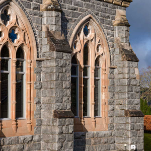 Courtyard Cottage 4 - Brorat accommodation&#039;s exterior beautiful arched church windows at Abbey Holidays Loch Ness