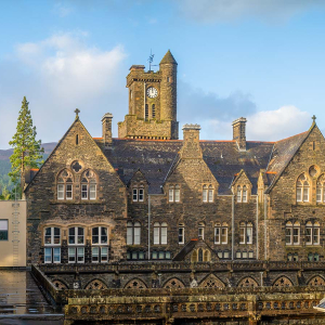 The exterior Fort Augustus Abbey showing Lower North Aisle Abbey Church 19 apartment at Abbey Holidays by Loch Ness