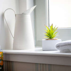 Strath Glass accommodation&#039;s bathroom detail with Faith in Nature toiletries at Abbey Holidays Loch Ness