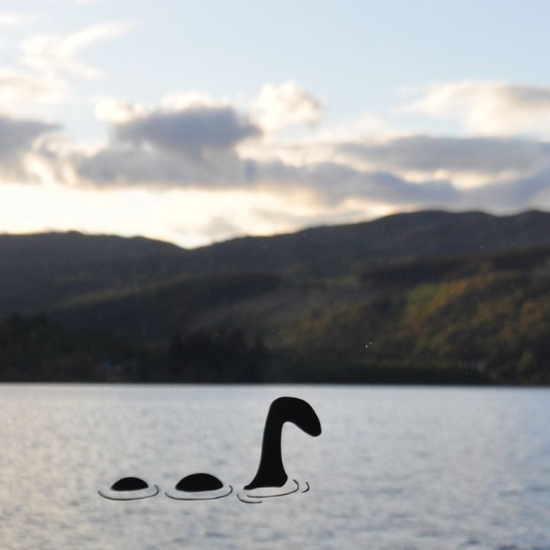 A manipulated image of the Loch Ness Monster in the loch.